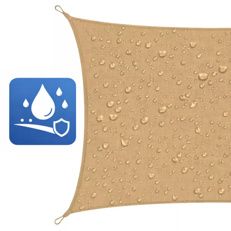 LEAN Vela de sombra para jardín, rectangular, beige, impermeable, 200x300 cm