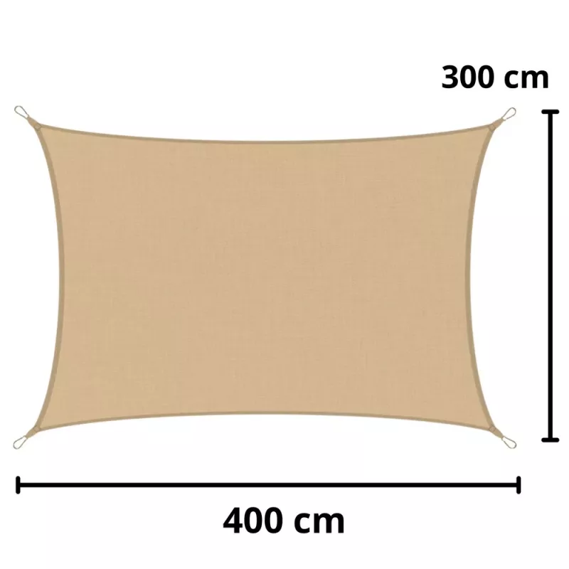 LEAN Vela de sombra para jardín, rectangular, beige, impermeable, 200x300 cm