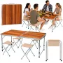 Conjunto de muebles de camping LEAN - mesa plegable y 4 taburetes en maleta de madera