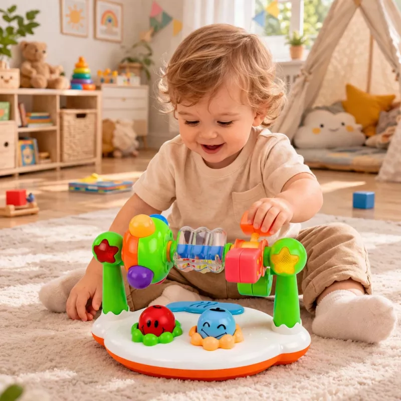 LEAN TOYS Juguete musical interactivo para niños pequeños Sonajero Luces Sonidos