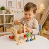 LEAN TOYS Set de caja de herramientas de madera para niños con engranajes y tuercas - 25 piezas, madera FSC, a partir de 3 años