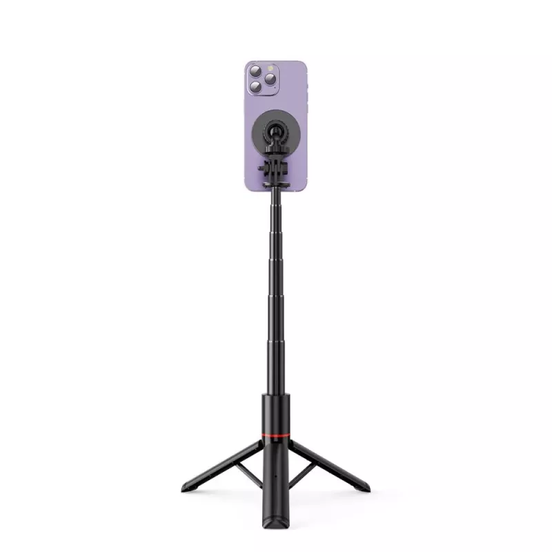 Tech-Protect L06S Palo selfie trípode con luz LED y mando a distancia Bluetooth, Negro