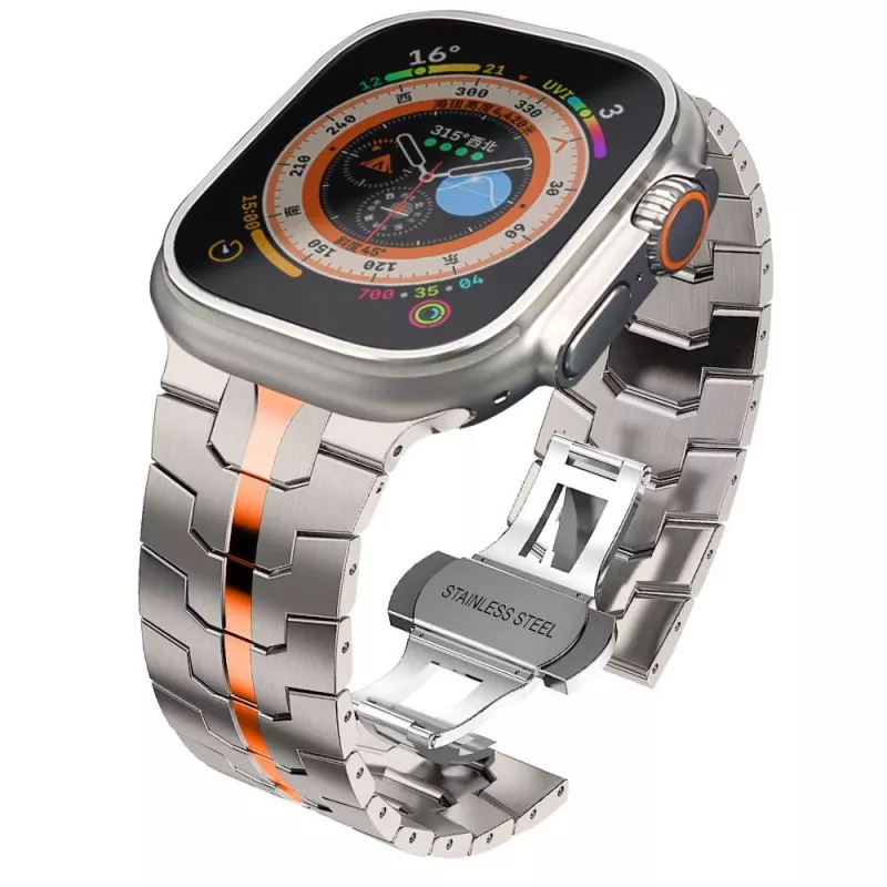 TECH-PROTECT STAINLESS LINE Correa para Apple Watch 44/45/46/49 mm Titanio/Naranja
