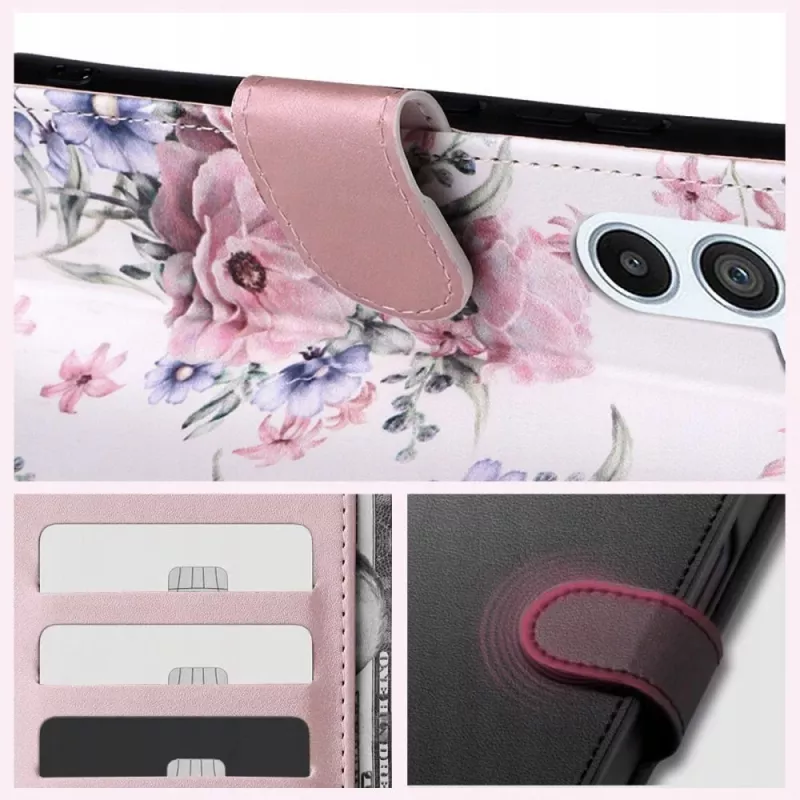 TECH-PROTECT Funda cartera para Redmi Note 13 Pro 5G / Poco X6 5G con compartimento para tarjetas, Floral