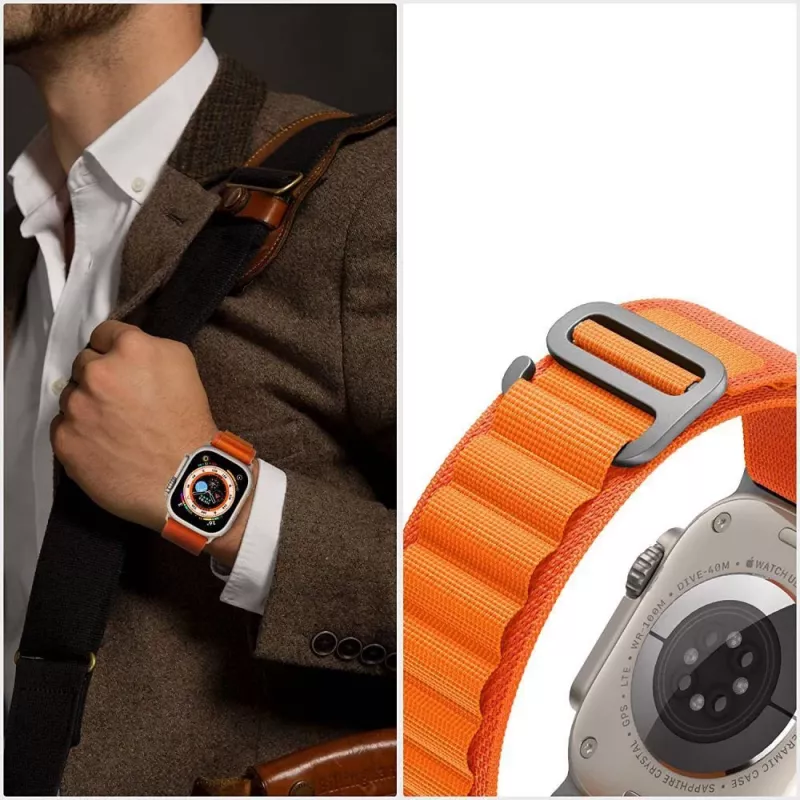 TECH-PROTECT NYLON PRO Apple Watch 6 / 7 / 8 / 9 / 10 / SE / Ultra 1 / 2 (44 / 45 / 46 / 49 mm) Titanio/Oliva