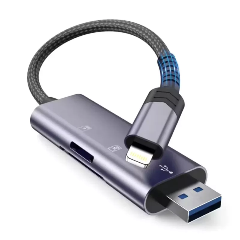 TECH-PROTECT ULTRABOOST Lector de tarjetas SD y Micro SD Lightning y USB Gris