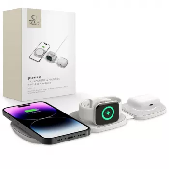 Tech-Protect QI15W-A32 Soporte de carga inalámbrica MagSafe 3IN1 gris