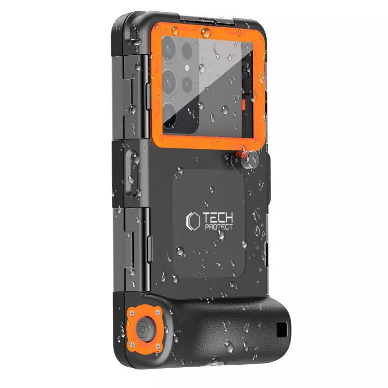 TECH-PROTECT IPX8 Funda Sumergible Universal para Buceo Negro/Naranja
