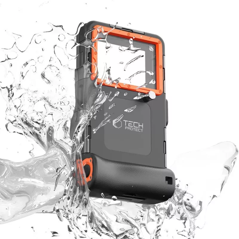 TECH-PROTECT IPX8 Funda Sumergible Universal para Buceo Negro/Naranja