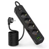 TECH-PROTECT PCL4X3 Regleta de Enchufes Alargada 2 USB y 1 Type-C y 4 Tomas 200cm Negro