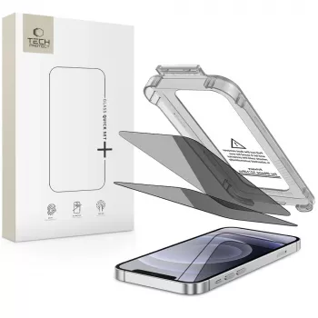 TECH-PROTECT Quick Set Spy+ Protector de Pantalla de Cristal Templado con Privacidad para Apple iPhone 12 / iPhone 12 Pro (Pack de 2)