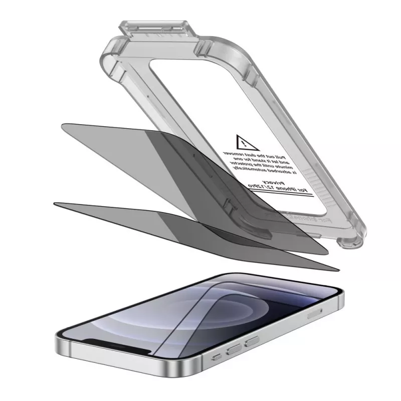 TECH-PROTECT Quick Set Spy+ Protector de Pantalla de Cristal Templado con Privacidad para Apple iPhone 12 / iPhone 12 Pro (Pack de 2)