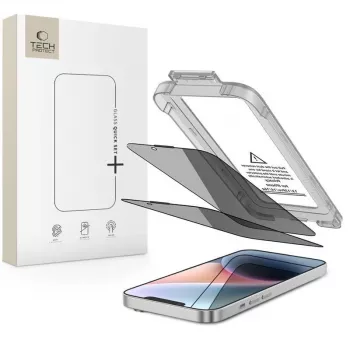 TECH-PROTECT Quick Set SPY+ Protector de Pantalla de Cristal Templado con Privacidad Pack de 2 para iPhone 13 / 13 Pro / 14 / 16E / 17E