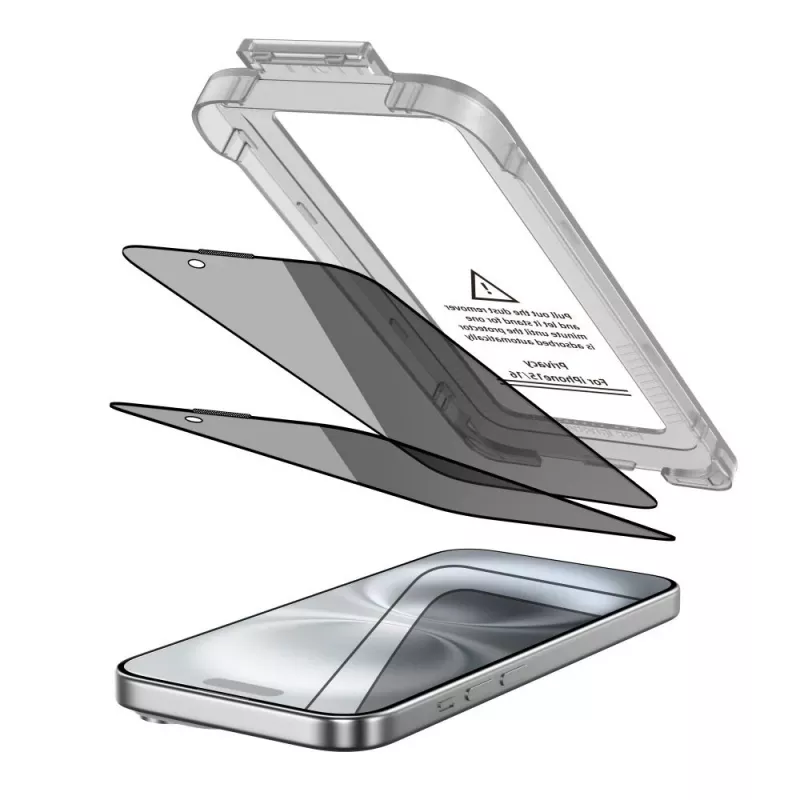 TECH-PROTECT QUICK SET SPY+ Protector de Pantalla de Cristal Templado con Privacidad Pack de 2 para Apple iPhone 15 / iPhone 16