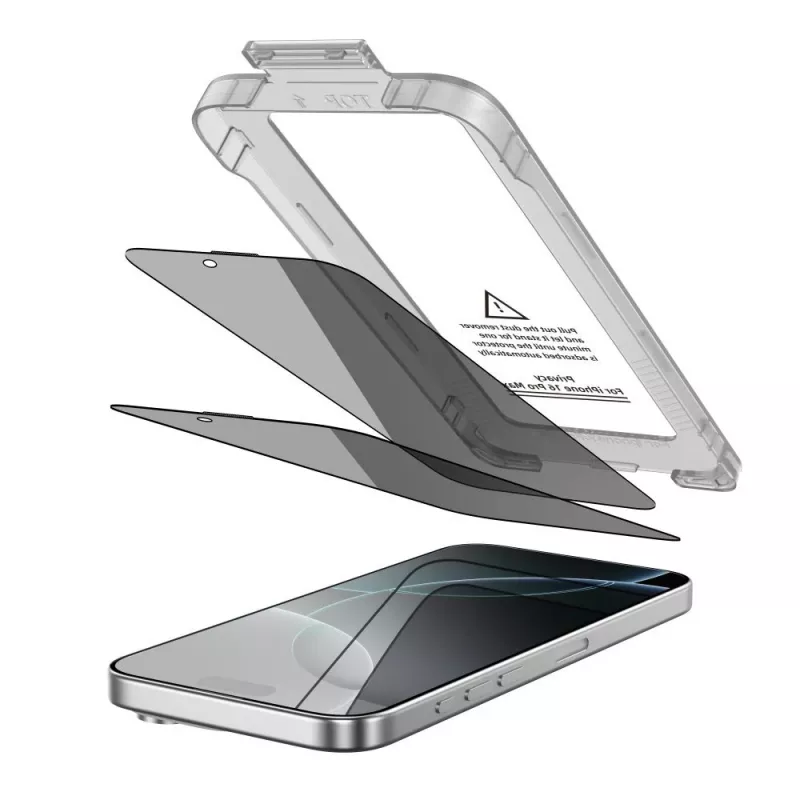TECH-PROTECT Quick Set Spy+ Protector de Pantalla con Privacidad Pack de 2 para Apple iPhone 16 Pro
