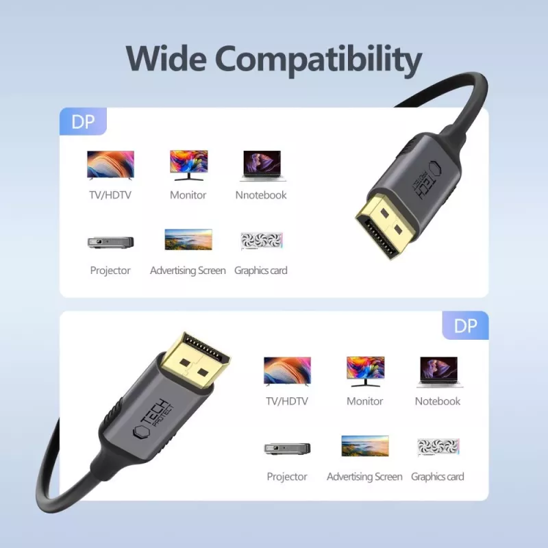 TECH-PROTECT ULTRABOOST Cable DisplayPort a DisplayPort 1.4 4K 60Hz 200cm Negro