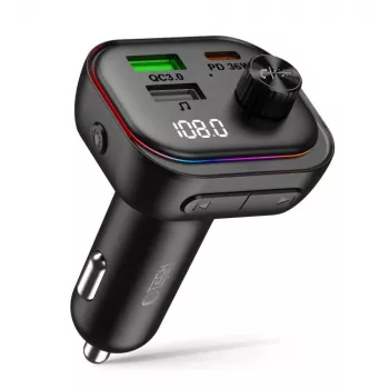TECH-PROTECT CC07 Cargador de coche 3 puertos PD 54W + Transmisor FM Bluetooth Negro