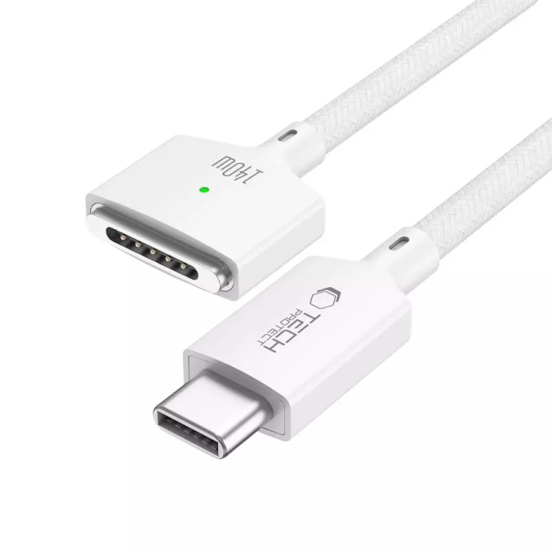 TECH-PROTECT MMC01 UltraBoost Magnetic MacBook Cable USB-C a MagSafe 3 140W 200cm Blanco
