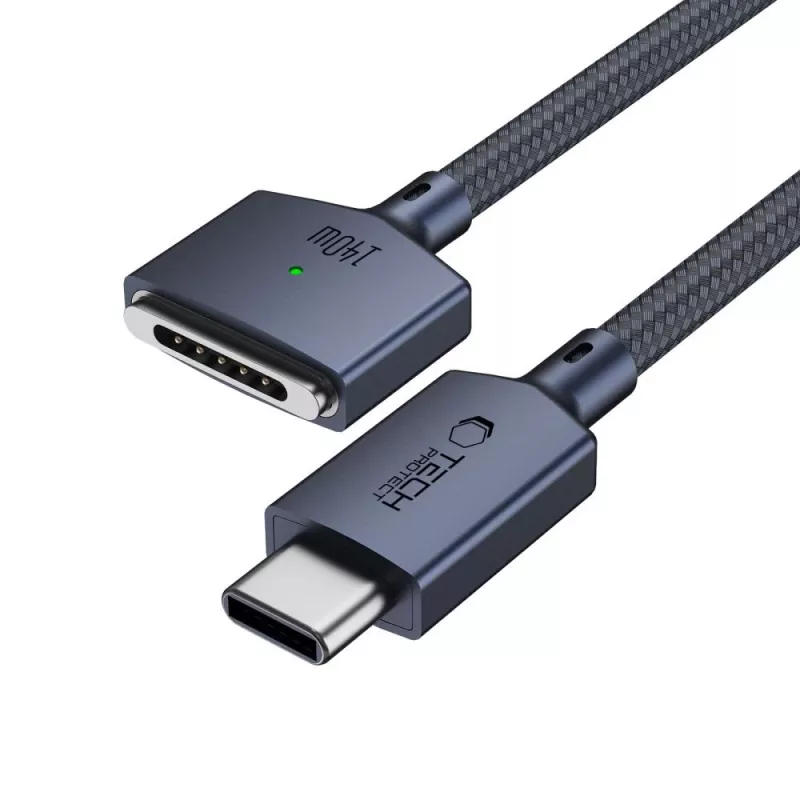 TECH-PROTECT MMC01 ULTRABOOST Magnetic MacBook Cable USB-C a MagSafe 3 140W 2m Azul medianoche