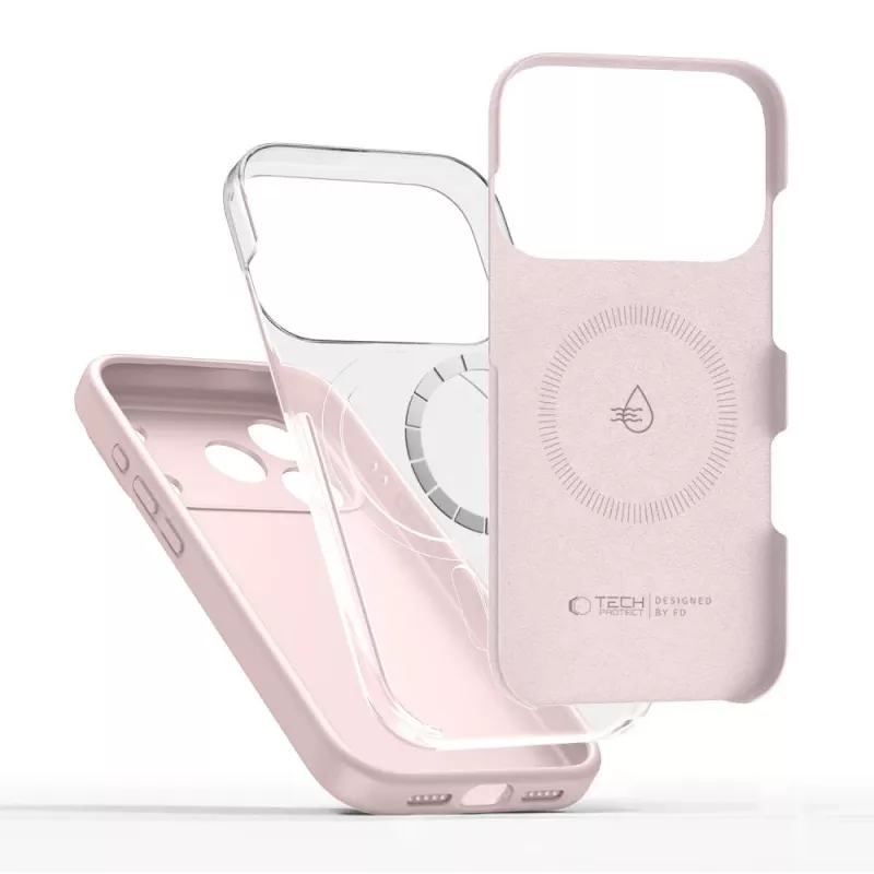 Tech-Protect Silicona Funda MagSafe para Apple iPhone 17 Pro Max, Rosa perla