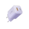 TECH-PROTECT NCM33 Cargador de red de 2 puertos PD 33W / QC3.0 Lila bebé