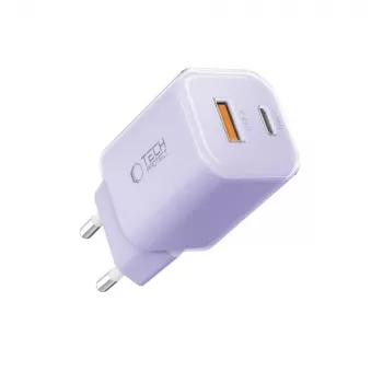 TECH-PROTECT NCM33 Cargador de red de 2 puertos PD 33W / QC3.0 Lila bebé