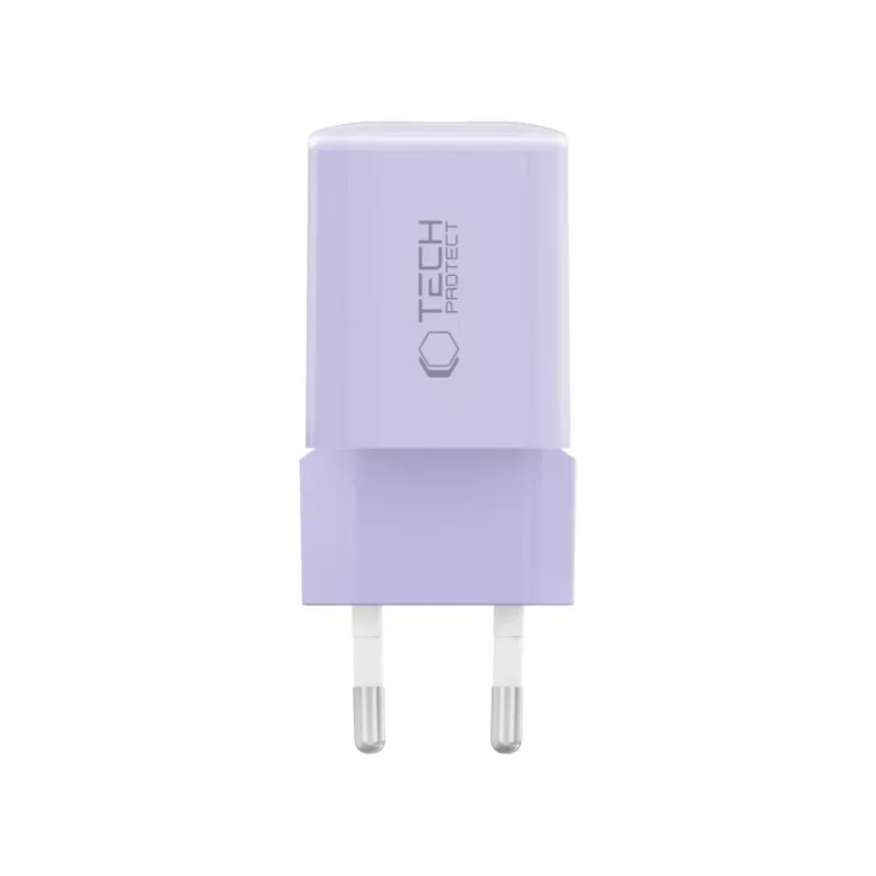 TECH-PROTECT NCM33 Cargador de red de 2 puertos PD 33W / QC3.0 Lila bebé