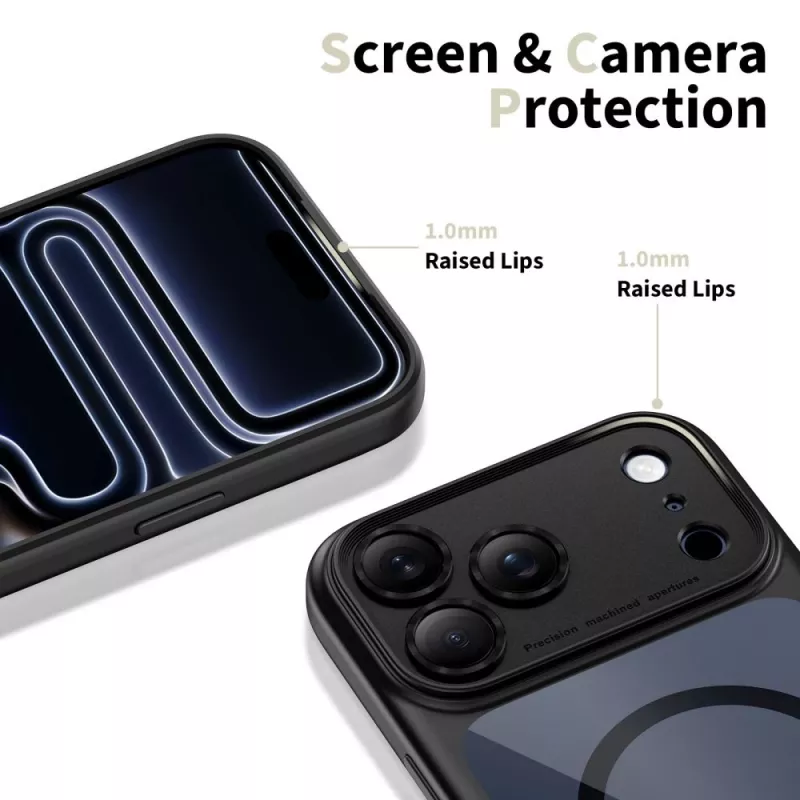 TECH-PROTECT MagPeak Funda trasera híbrida MagSafe para Apple iPhone 17 Pro Max, Negro/Transparente