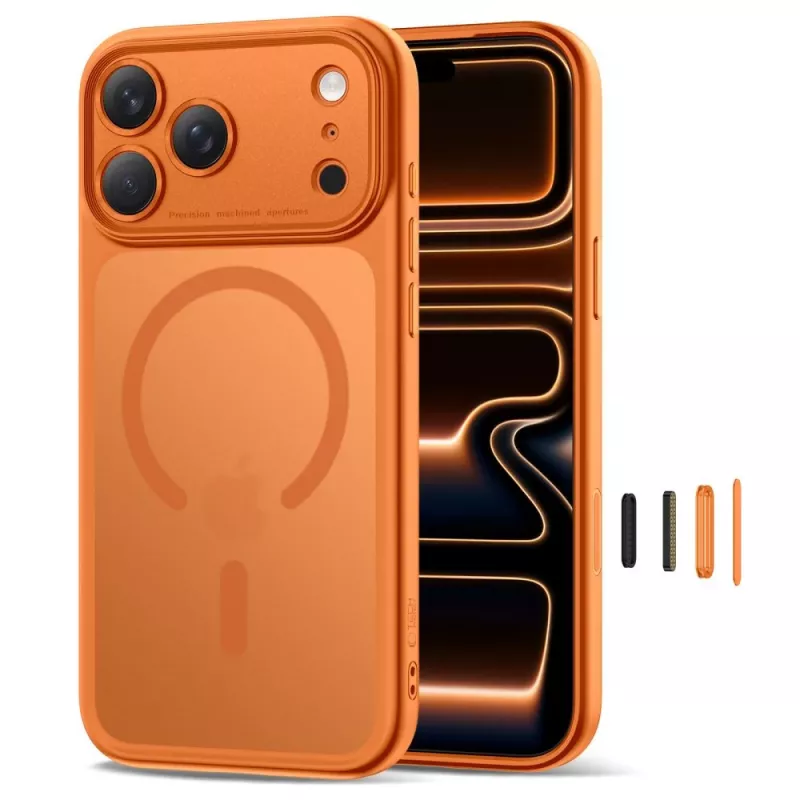 TECH-PROTECT MAGPEAK MAGSAFE CC IPHONE 17 PRO MATE NARANJA CÓSMICO