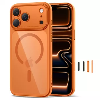 TECH-PROTECT MAGPEAK MAGSAFE CC IPHONE 17 PRO NARANJA CÓSMICO/TRANSPARENTE
