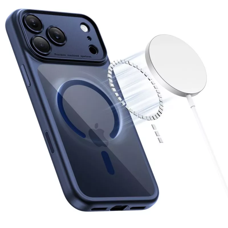 TECH-PROTECT MAGPEAK Funda híbrida MagSafe para Apple iPhone 17 Pro, Deep Blue/Clear
