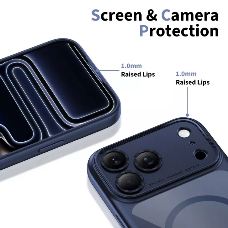 TECH-PROTECT MAGPEAK Funda híbrida MagSafe para Apple iPhone 17 Pro, Deep Blue/Clear