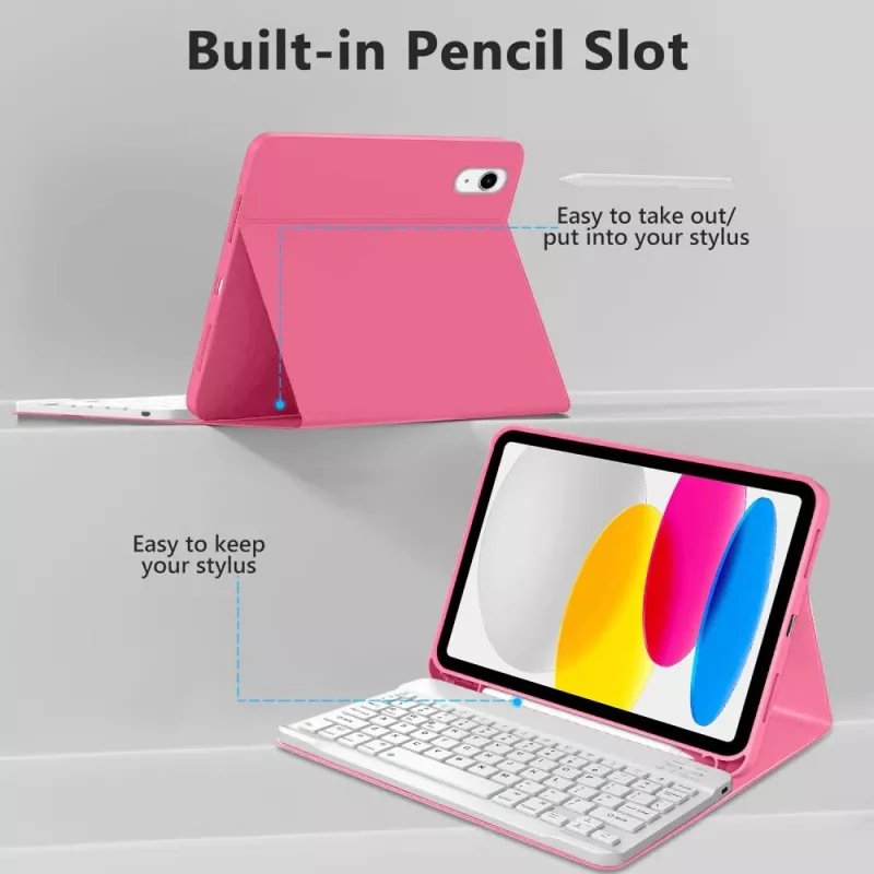 Tech-Protect SC Pen + Keyboard Funda para iPad 10,9 pulgadas (10.ª generación, 2022) / 11 pulgadas (2025) - magenta