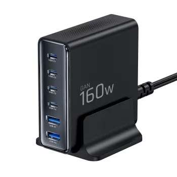 TECH-PROTECT DC160W-GAN Cargador de sobremesa de 6 puertos PD 160W / QC3.0 negro