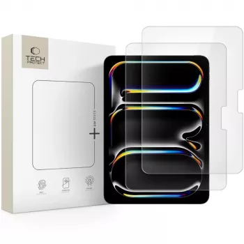 TECH-PROTECT Glass Fit+ Pack de 2 protectores de pantalla de cristal templado para iPad Pro 11 pulgadas 5.ª/6.ª generación (2021-2022) y M4 (2024) transparente