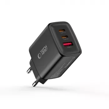 TECH-PROTECT NCA65W-GAN Cargador de red de 3 puertos PD 65W / QC3.0 negro