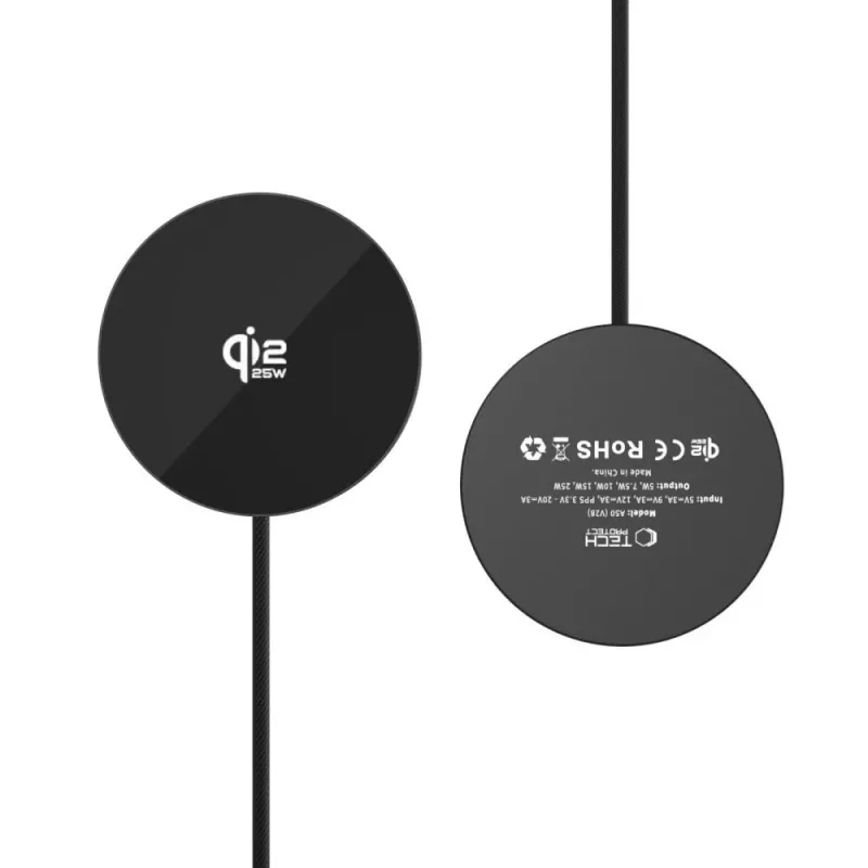 TECH-PROTECT A50 Cargador inalámbrico magnético MagSafe 25W Qi2.2 negro