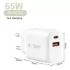 TECH-PROTECT NCA65W-GAN Cargador de red de 2 puertos PD 65W / QC3.0 blanco
