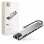 TECH-PROTECT HB09 Adaptador hub 8 en 1 USB-C a USB-A 3.0, USB-C 3.0, HDMI 4K 60Hz, SD/TF, PD 100W, RJ45 Gigabit Ethernet, Space Grey