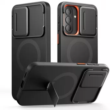 TECH-PROTECT Kevlar Aura Funda MagSafe para Samsung Galaxy A57, negro/naranja