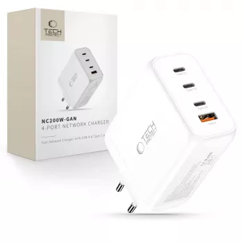 TECH-PROTECT NC200W-GAN Cargador de red de 4 puertos PD 200W / QC3.0 blanco