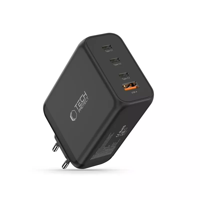 TECH-PROTECT NC240W-GAN Cargador de red de 4 puertos PD 240W / QC3.0 negro