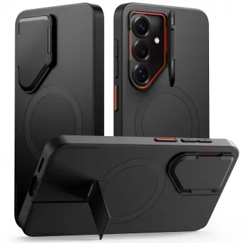 TECH-PROTECT Kevlar Aura MagSafe Funda para Samsung Galaxy S26, Negro/Naranja