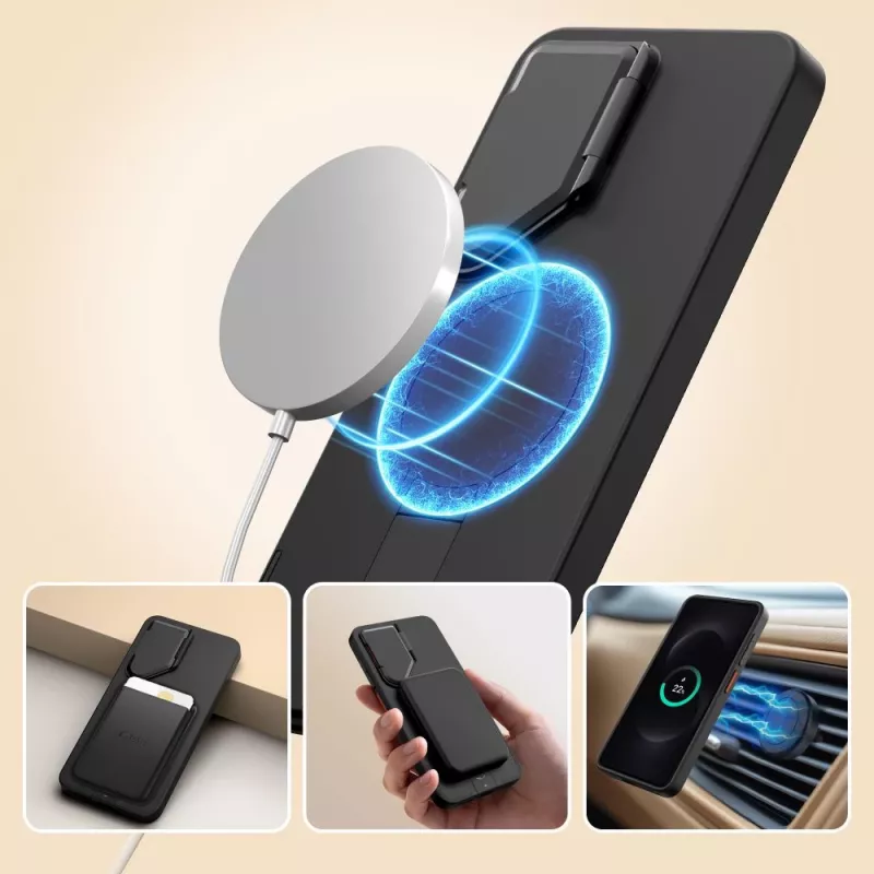 TECH-PROTECT Kevlar Aura MagSafe Funda para Samsung Galaxy S26, Negro/Naranja