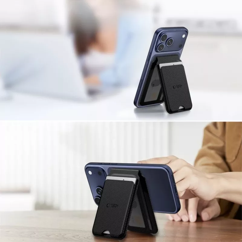 TECH-PROTECT MAGWALLET STAND MAGSAFE Soporte universal magnético para tarjetas Carbono