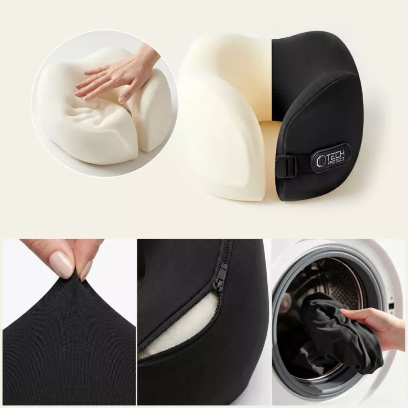 TECH-PROTECT COMFORTREST Almohada de viaje para el cuello NEGRO