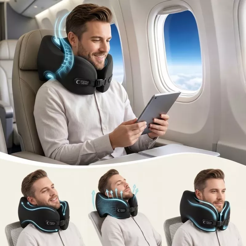 TECH-PROTECT COMFORTREST Almohada de viaje para el cuello NEGRO