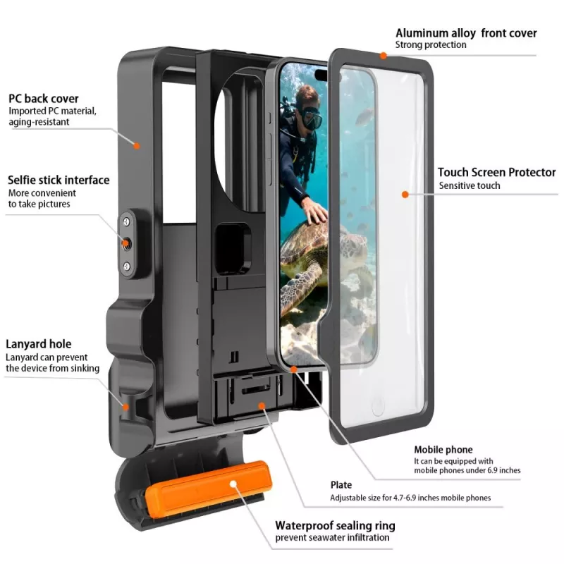 TECH-PROTECT IPX8 PRO Funda impermeable universal para buceo Gris/Negro