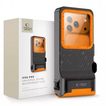 TECH-PROTECT IPX8 PRO Funda impermeable universal para buceo Negro/Naranja