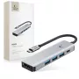 TECH-PROTECT HB01 HUB ADAPTADOR 5IN1 TYPE-C + USB3.0 + HDMI 4K 60HZ + PD100W GRIS ESPACIAL
